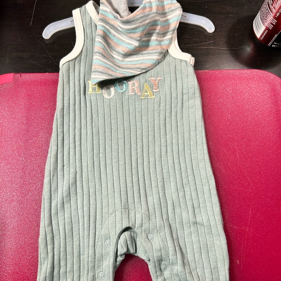 Green‎ Striped Kids One Piece Footie 0-3 Months New - Picture 1 of 5